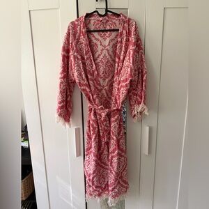 Pink and White Patterned Robe